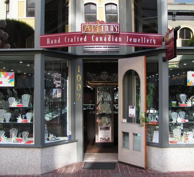 The storefront of Artina's Jewellery in Victoria, BC