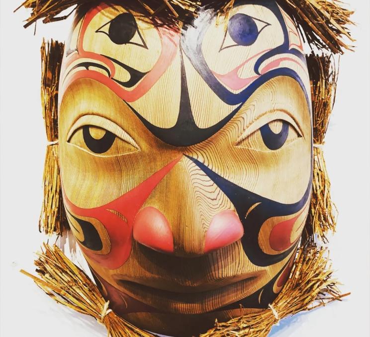 An indigenous mask displayed at Mark Loria Gallery in Victoria, BC
