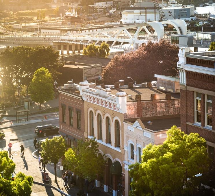 A sunset over downtown Victoria, BC
