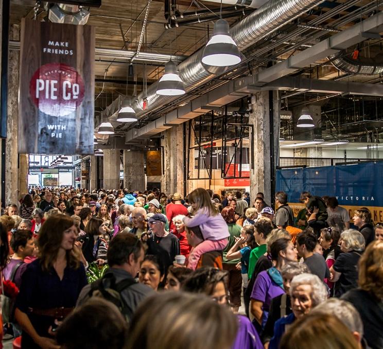 The interior of the Victoria Public Market in Victoria, BC