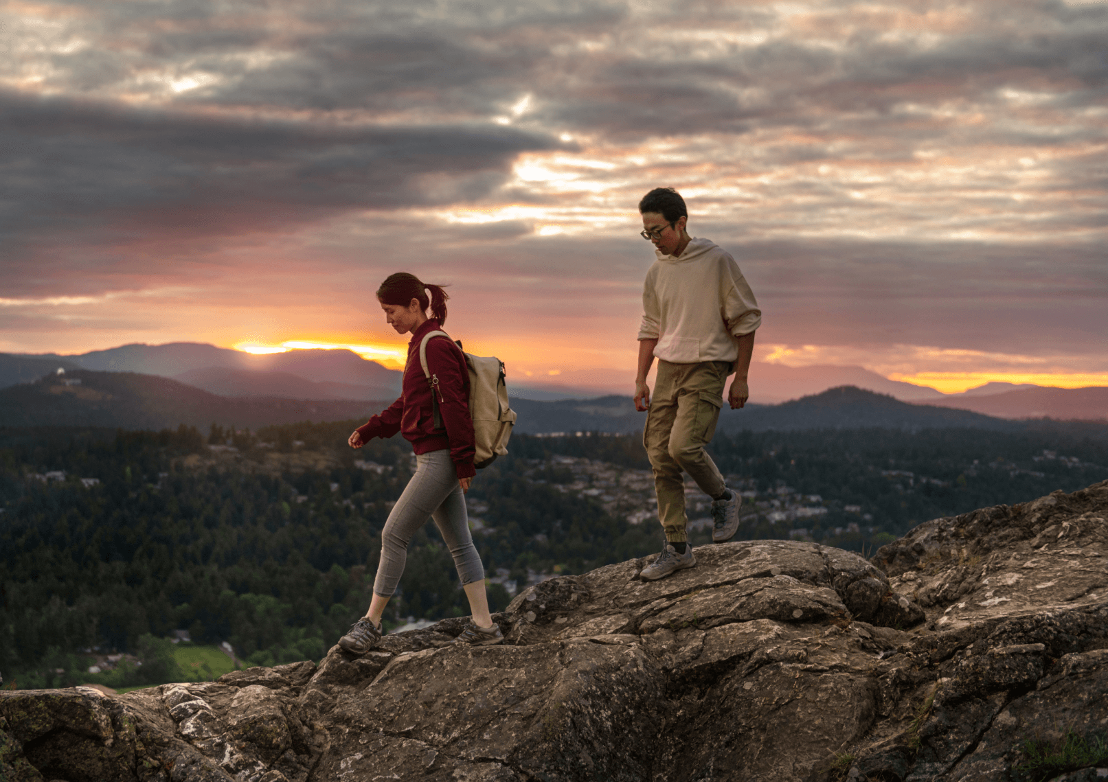Couple hiking Mt. Douglas Park