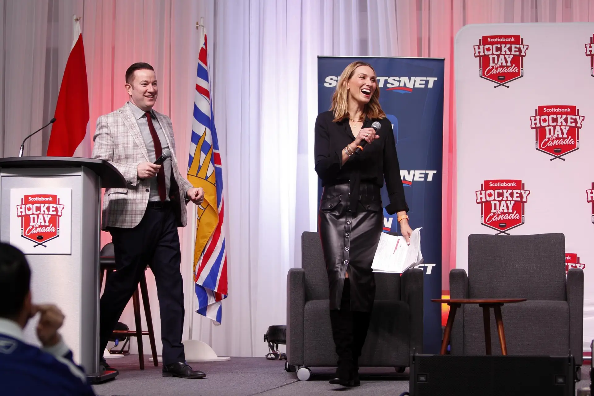 A person presenting at Hockey Day in Canada Gala in Victoria, BC