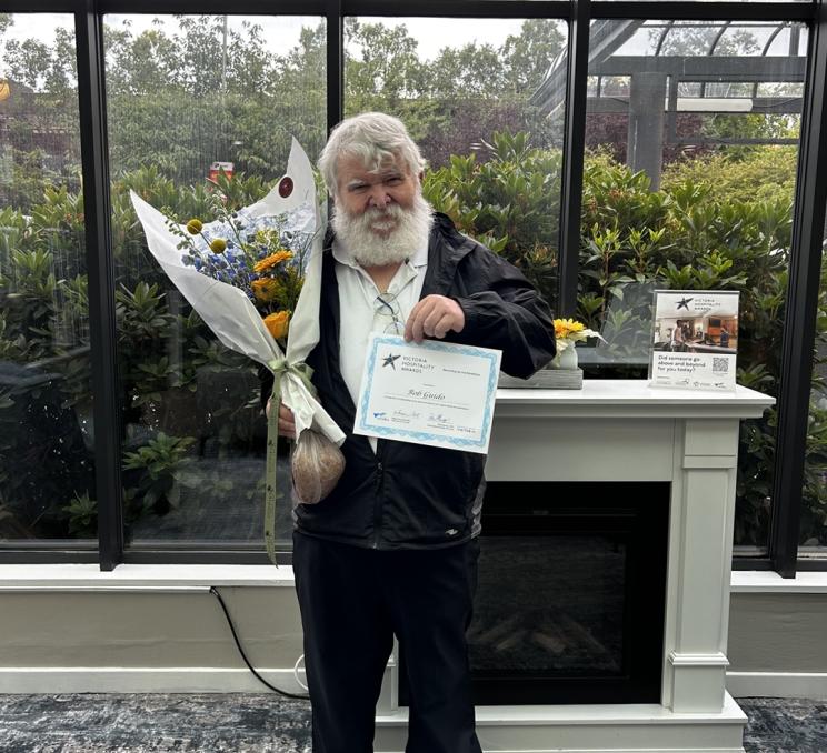 Bob Guido at Days Inn by Wyndham Victoria On The Harbour celebrates his Victoria Hospitality Awards win.